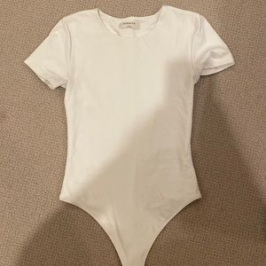 white babaton shirt sleeve bodysuit